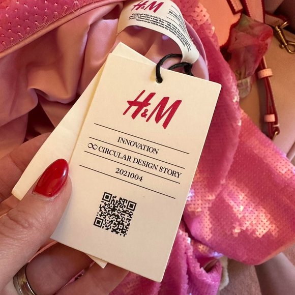 H&M studio innovation dress size small uk 8-10 pink nwt sequins pink - Picture 6 of 7